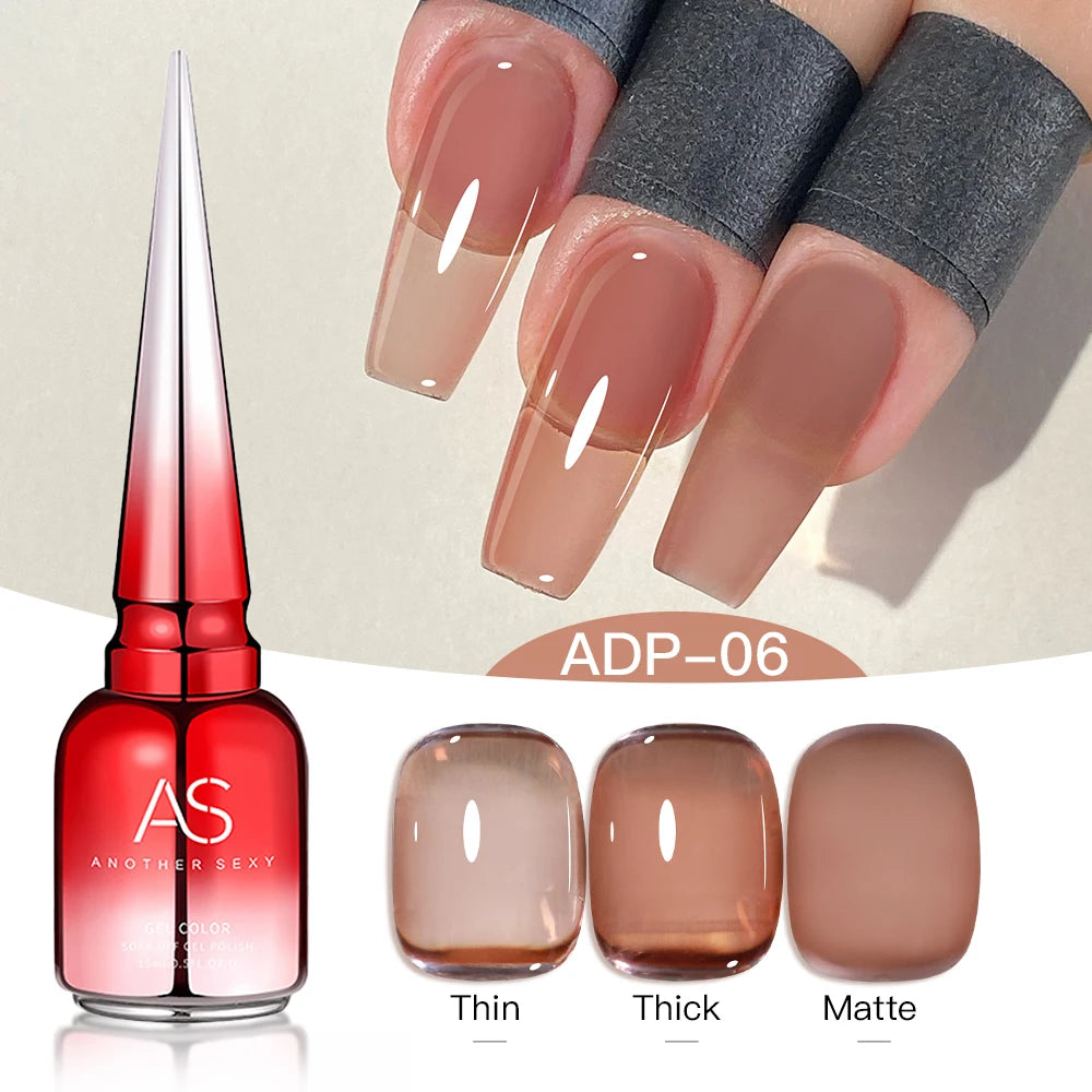 AS 15ml Translucent Amber Gel Nail Polish Brown Colour Varnish Gel Long Lasting Semi Permanent Tortoiseshell Nails Vernis