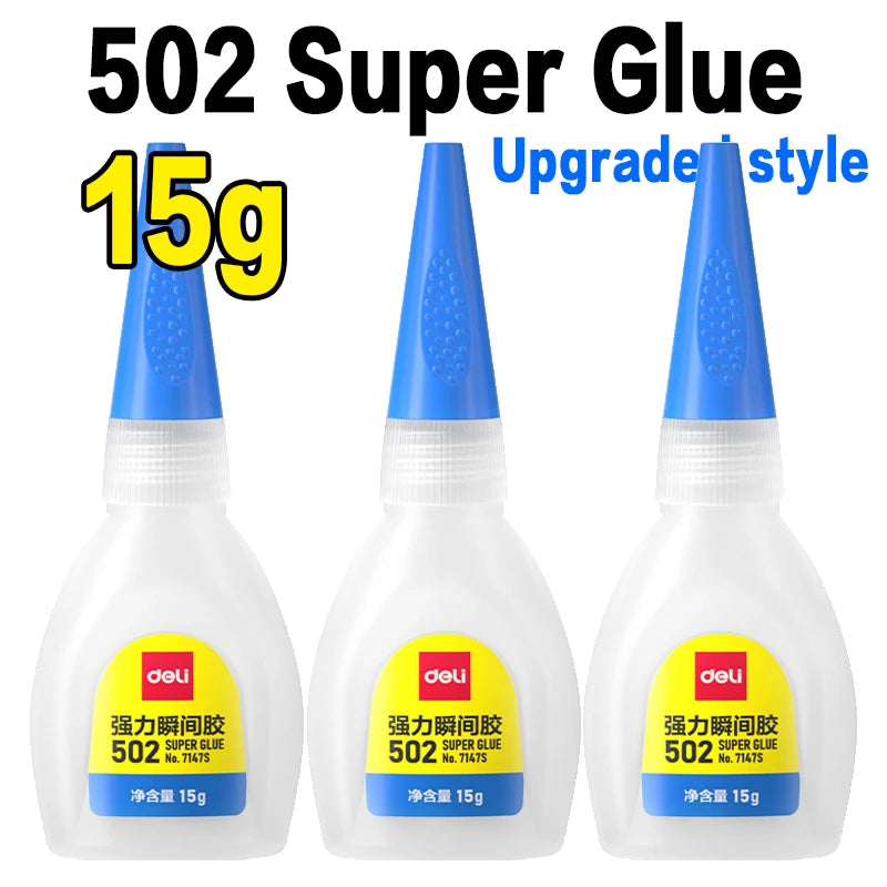 Deli 502 Professional Strength Super Glue Fast Cyanoacrylate Adhesive Hardware Metal Cars Wood Crafts Hobbies Instant Bonding