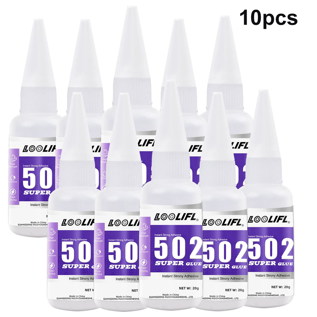 Loolifl 502 Super Glue Multi-Purpose Adhesive, Suitable for Metal, Plastic, Diy, and Small Craft Repairs 20g Quick-Drying Glue
