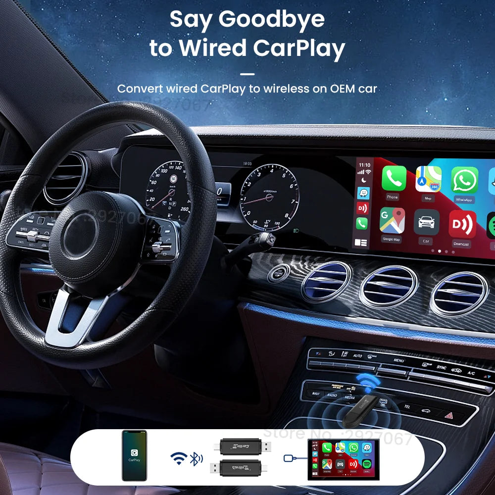 CarlinKit MINI 5.0 Pro Wireless CarPlay Adapter Plug & Play Smart CarPlay Box USB Dongle for OEM Car WiFi Bluetooth Auto Connect