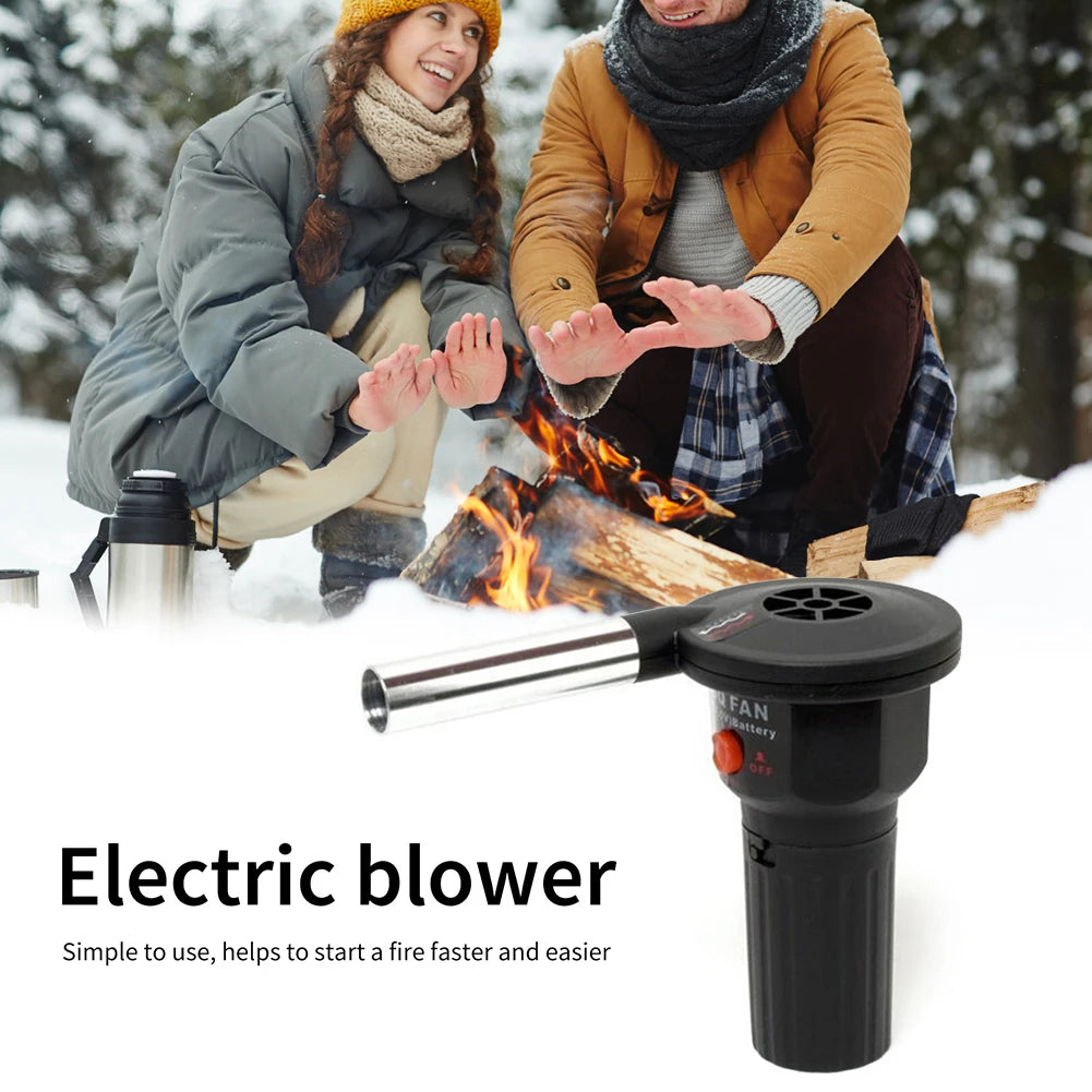 BBQ Fan Air Blower Handheld Outdoor Fan Air Blower Grill Accessories Aluminum Alloy Kitchen Tool for Picnic Camping Cooking