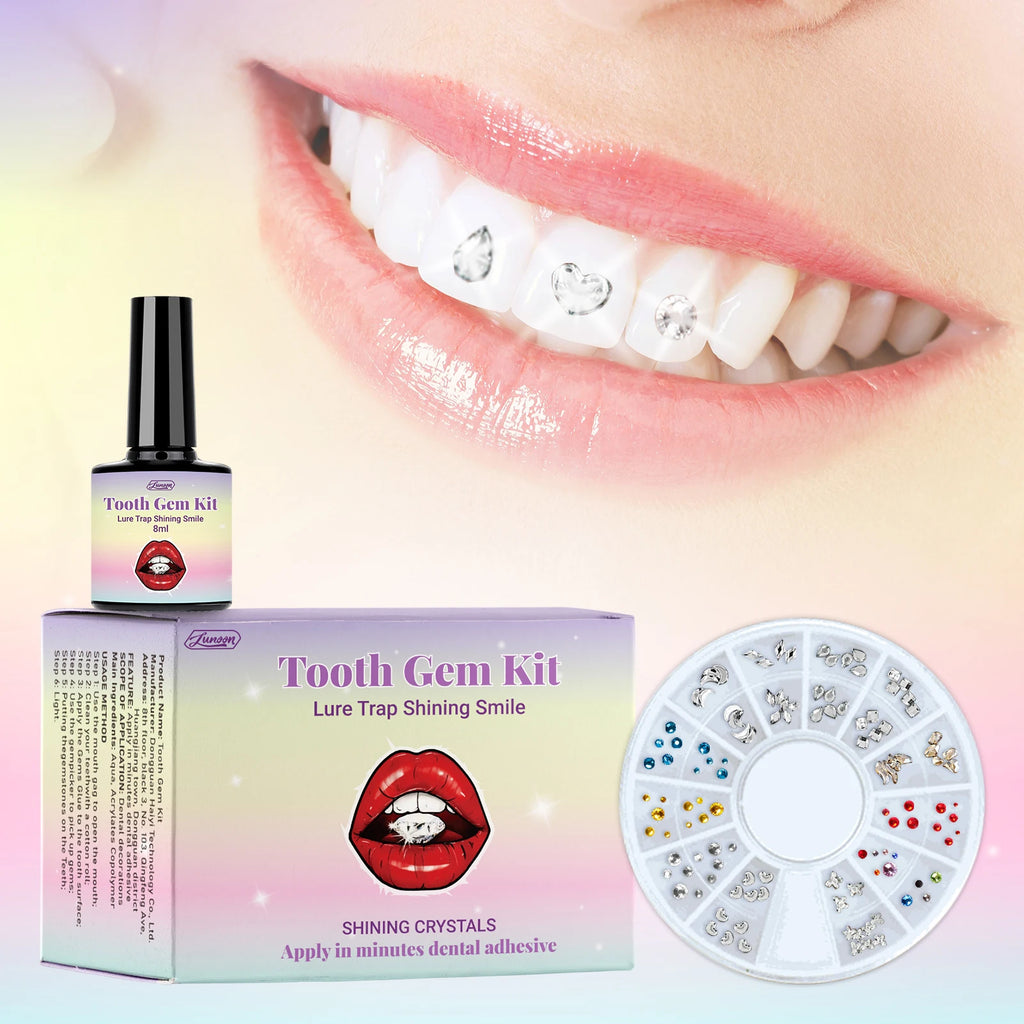 Sparkle Instantly! Professional Tooth Gem Kit - Safe & Easy DIY Dental Adhesive Glitter Gems for Home Use, Complete Beauty Smile