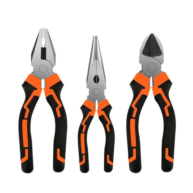 3 Piece 8''/6” Universal Diagonal Pliers Needle Nose Pliers Set Wire Cutters Electrician Hardware Hand Tool for Home Workshop