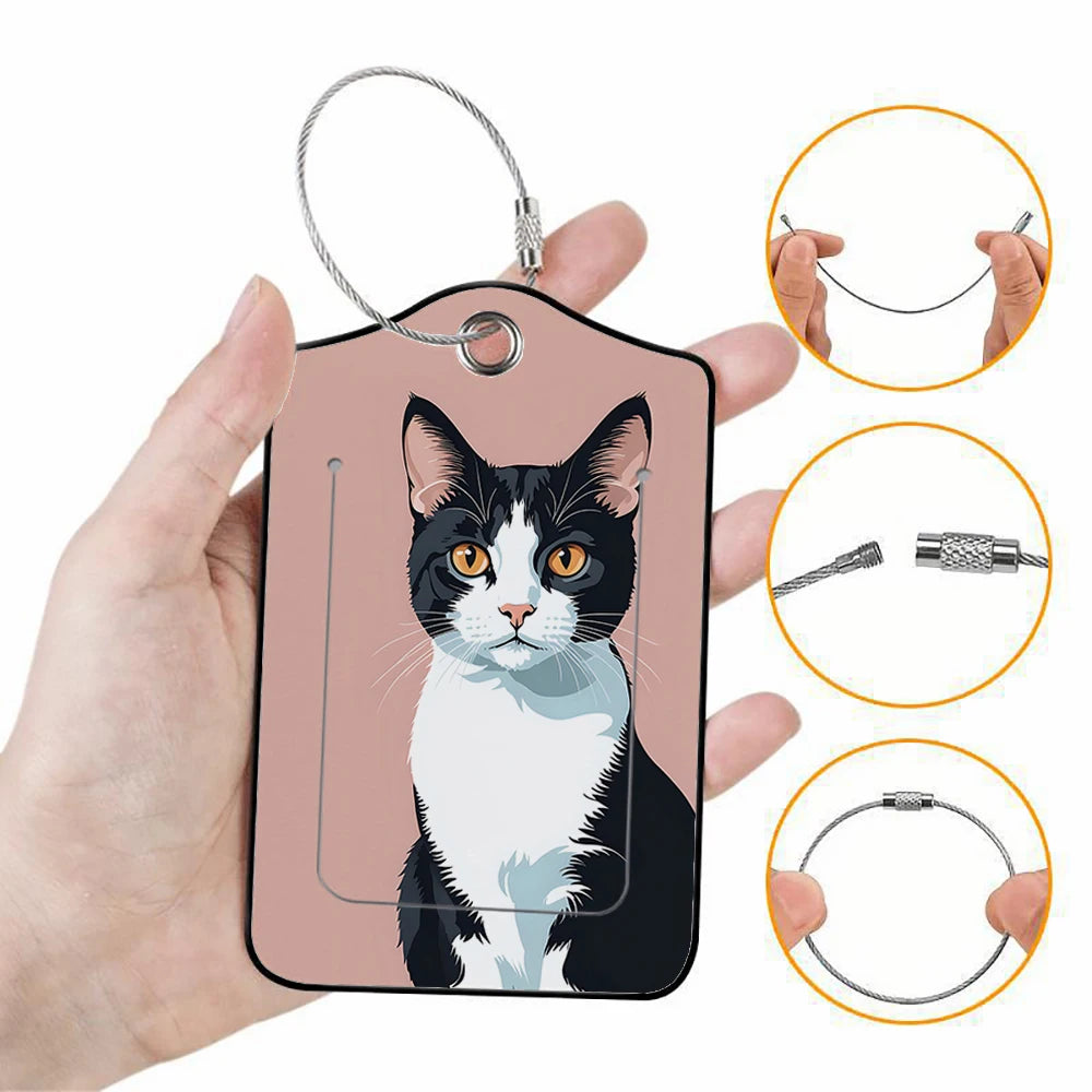 HOT SALE Cute animals Leather Business Luggage Tag Suitcase Address Label Luggage Boarding Case Label Name ID Address Clip