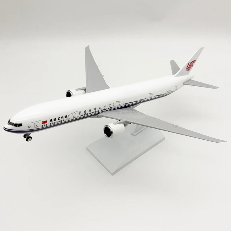 30cm Miniature Airplane Air China B777 Resin Diecast Plane Model Kit With Wheels Base For Collection Display Or Boys Gift