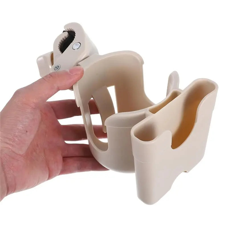 A63T-Stroller Cup Holder With Phone Mount Easy Installation Bottle Organizer Rack Fits Wheelchairs Scooters Kayaks