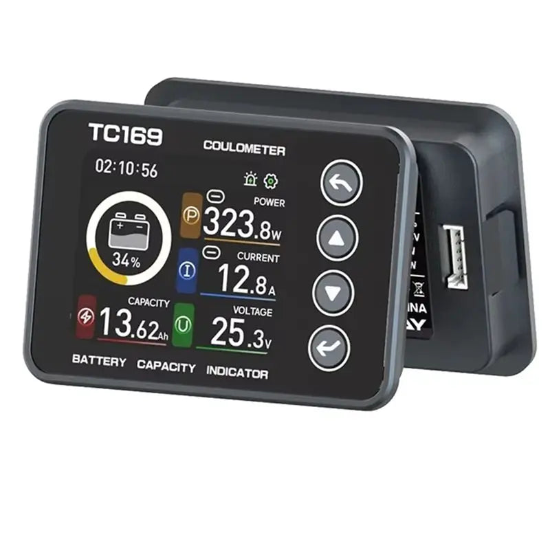 Aug. TC169 High Precision Coulombmeter DC6-60V Lithium Battery Capacity Tester Indicator Color Screen Power Meter Ammeter