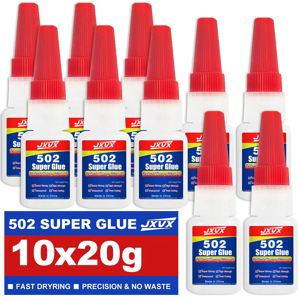 JXVX 502 Super glue quick drying 1-10 PCs instant Cyanoacrylate adhesive leather rubber drink metal glue strong bond liquid, clear repair glue, instant bonding for household goods