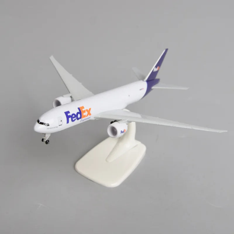20cm Fedex Cargo B777 Airplane Model Metal Diecast Model Plane Kit with Stand for Adult Collection Display or Toy Gift