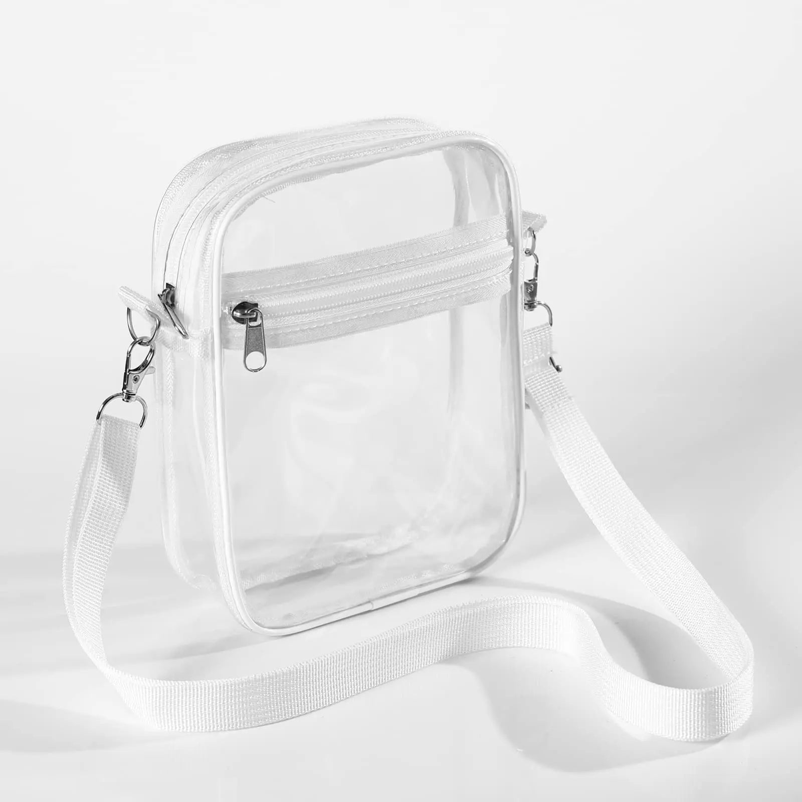 Women Clear PVC Shoulder Bag Stadium Approved Transparent Concert Crossbody Bag With Front Pocket Casual Lightweight Handbag