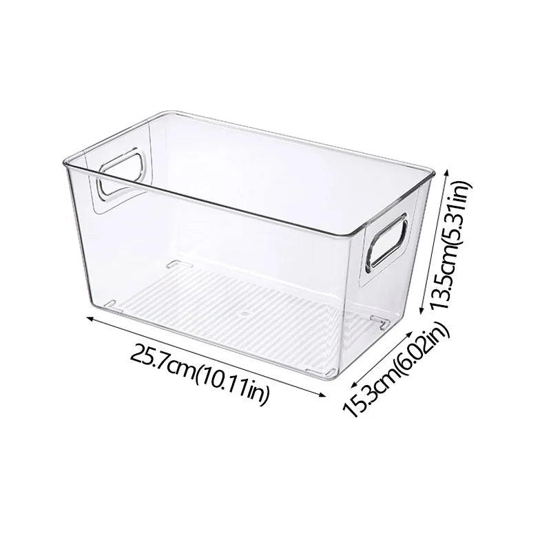 Refrigerator Organizer Bins Stackable Fridge Food Storage Box With Handle Clear Plastic Pantry Freezer Organizer Tool