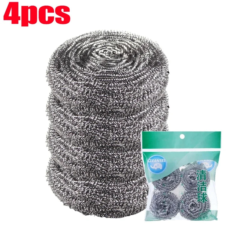 Steel Wire Dishwashing Ball Stainless Steel Heavy Duty Wire Steel Cleaning Ball Pots Pans Dishes Rust Removal Cleaner Brushes