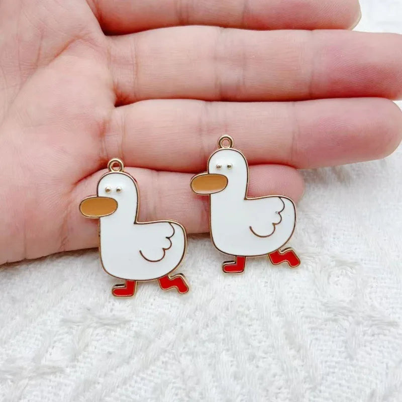 10pcs cartoon cute refueling duck drip oil alloy pendant DIY handmade earrings keychain accessories materials