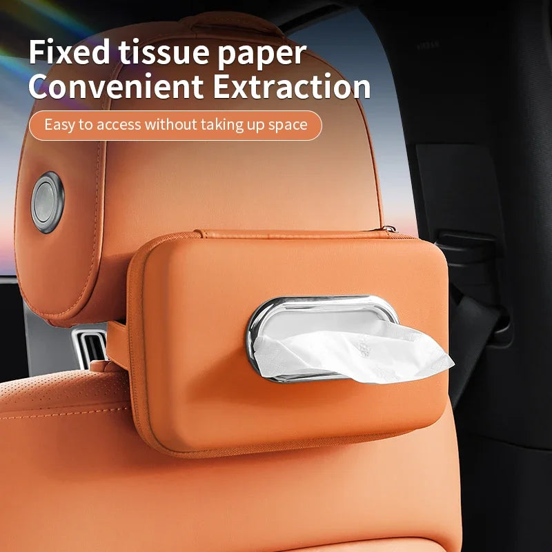 Car Mounted Tissue Box Drawer Box Creative Car Armrest Box Backrest Hanging Multifunctional Sun Visor Four-color Tissue Bag
