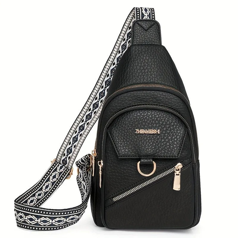 1pcs Large Capacity PU Leather Crossbody Bag Adjustable Strap Casual Chest Bag Fashion Versatile for Travel Daily Use