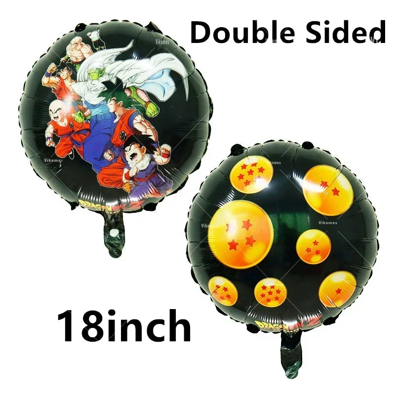 Dragoned Ball Z Balloons Happy Birthday Banner Goku Vegeta Ballons Party Decoration Plate Disposable Tableware Cake Topper Toy