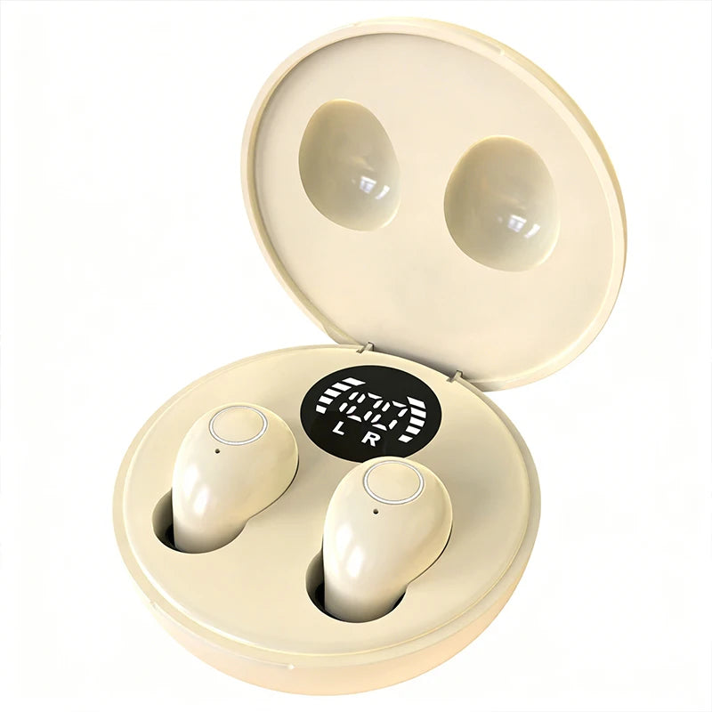 SK31 Mini Invisible Headphones Wireless Bluetooth 5.4 Headphones Bass Sleeping Headphones with Microphone Noise Cancellation HD