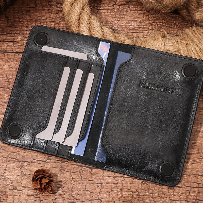 Genuine Leather Passport Holder Cover Wallet - RFID Blocking Travel Essentials for Men & Women, Credit Card Holder, Internationa