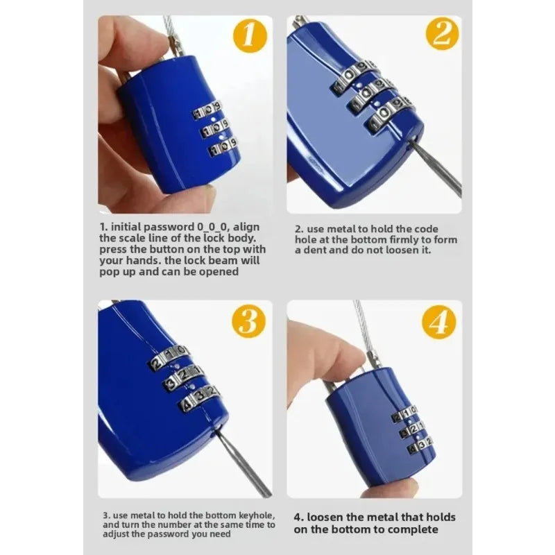 TSA Customs Lock 3 Digit Combination High Security Helmet Lock for Travel Backpack Suitcase Password Padlock Anti-theft Lock