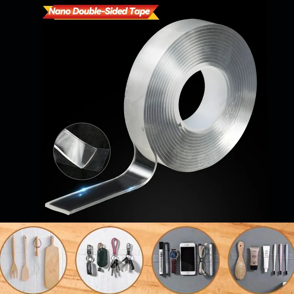 1-10Pcs 1/2/3/5m Nano Double Sided Tape Transparent Adhesive Strips Thickened Waterproof Mounting Tape Glue  For Home Kitchen