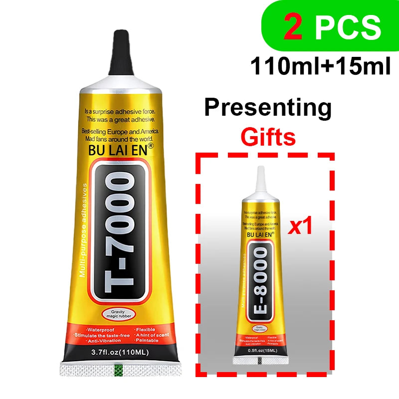 T7000 & E8000 Jewelry Adhesive 15/110g: Suitable for bonding rhinestones, pearls, glass, and metal—waterproof and transparent