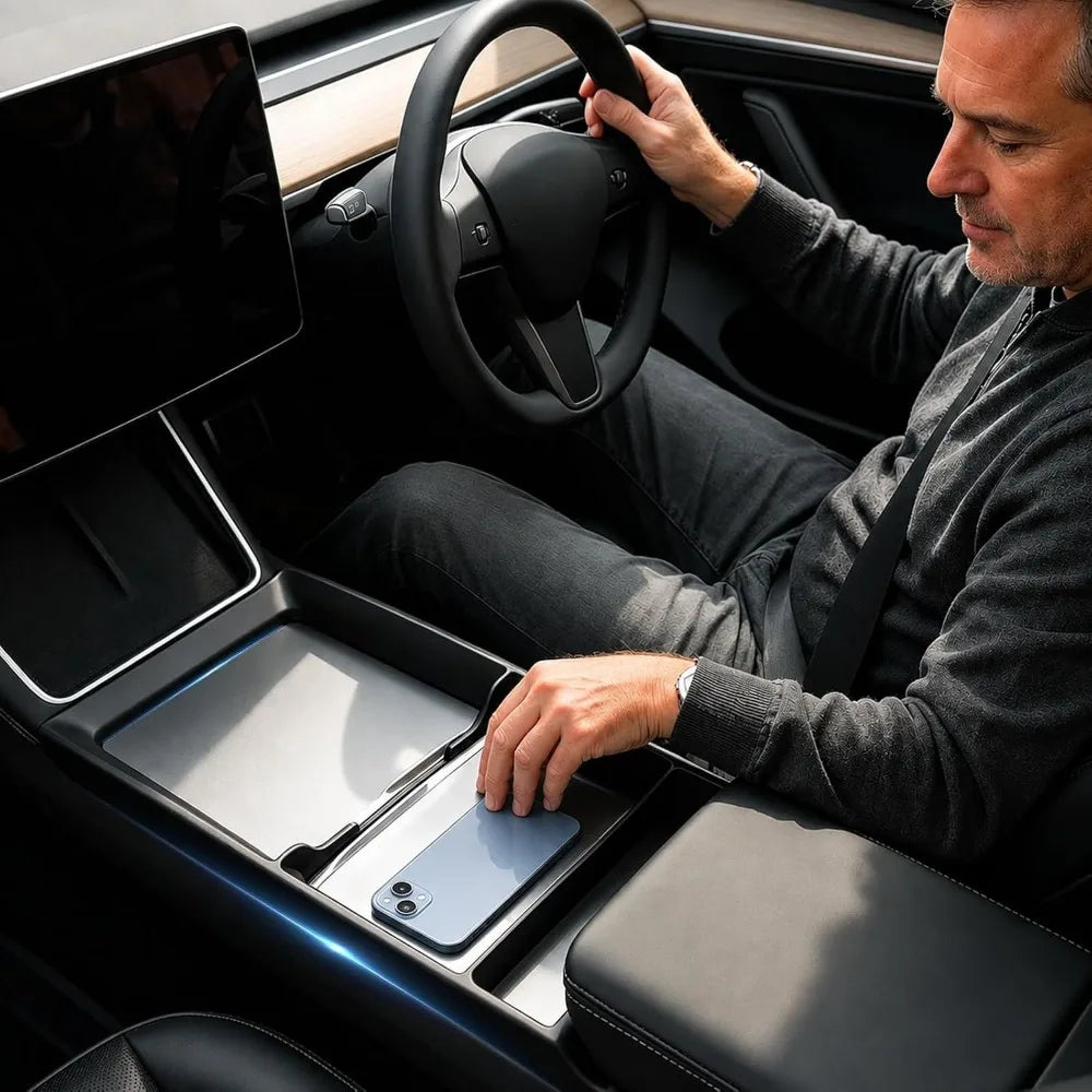 Car Interior Storage Accessories Center Console Organizer Rack Armrest Storage Box Exact Fit For Tesla New Model 3 Highland
