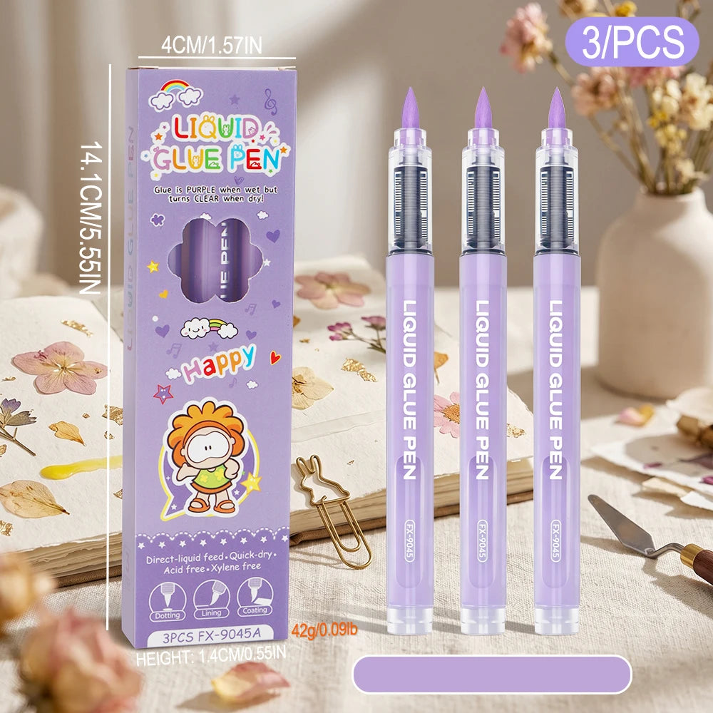 Cute Cartoon Liquid Glue Pen Quick Dry Invisible Fine Tip Adhesive Pen DIY Scrapbooking Craft Journal  Office School Stationery