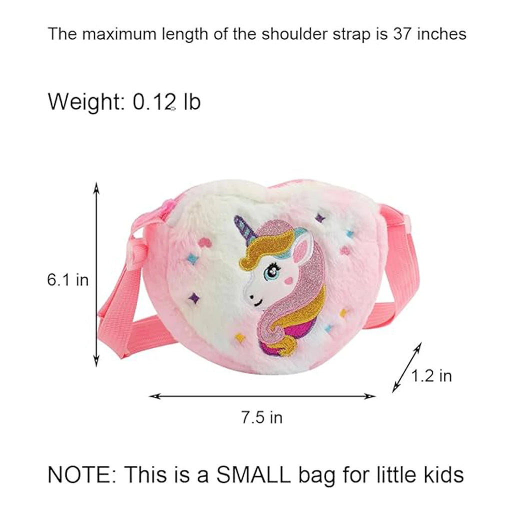 Kawaii Plush Crossbody Bag with Adjustable Shoulder Strap Cute Fluffy Unicorn Shoulder Purses Unique Handbag Tote with Zipper