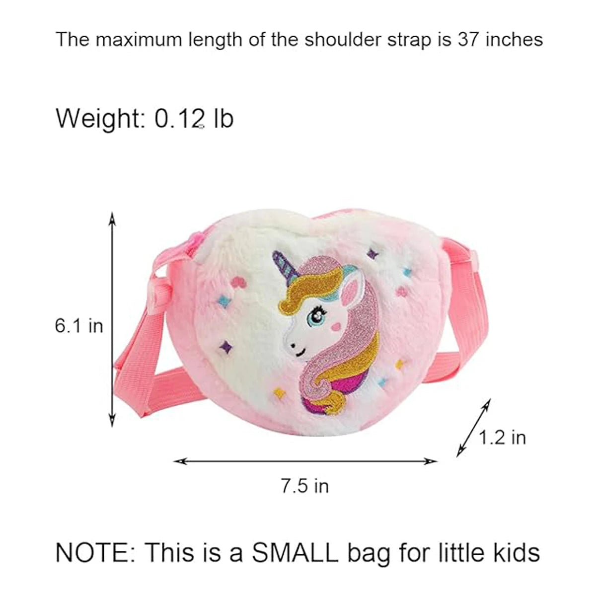 Kawaii Plush Crossbody Bag with Adjustable Shoulder Strap Cute Fluffy Unicorn Shoulder Purses Unique Handbag Tote with Zipper