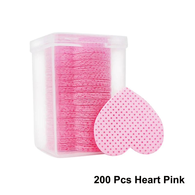 200Pcs/Box Lint Free Nail Wipes Eyelash Extension Glue Wipes Cleaner Cloth Non-Woven Fabric Nail Gel Polish Remover Cotton Pads