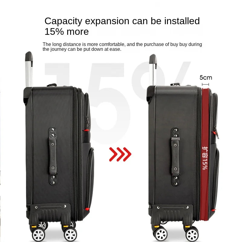 Large Capacity Suitcase with Combination Lock Luggage Travel Boardable Waterproof Oxford Fabric Trolley Case 28-Inch Oversized