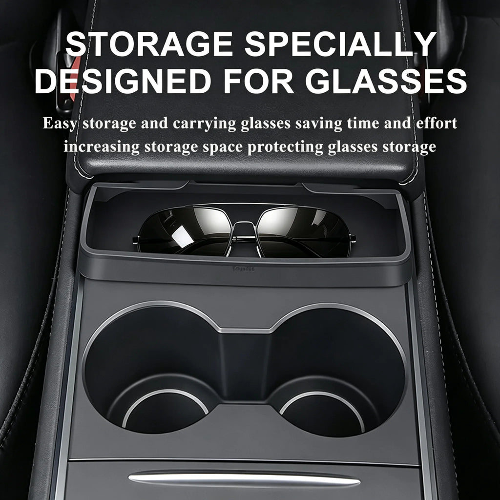 For Tesla Model 3/Y 2020-2024 Central Console Armrest Eyeglass Case Silicone Phone Storage Box Multi-Functional Car Accessory