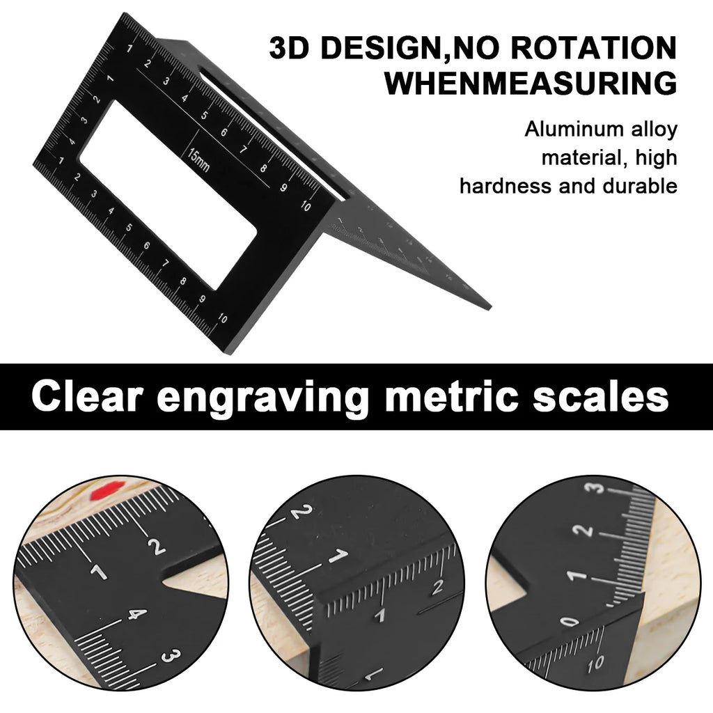 Multifunctional Angle Ruler 45° 90° Aluminum Alloy Ruler Accurate Woodworking Square Angle Ruler Marking Gauge Carpenter Tool
