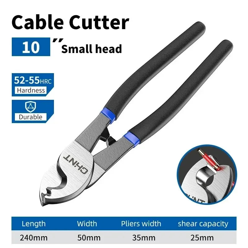 Insulated Cable Cutter Wire Stripper Electrician Shears Pliers Scissors Cutting Tools Manual 6/8/10 Inch Stranding Pliers
