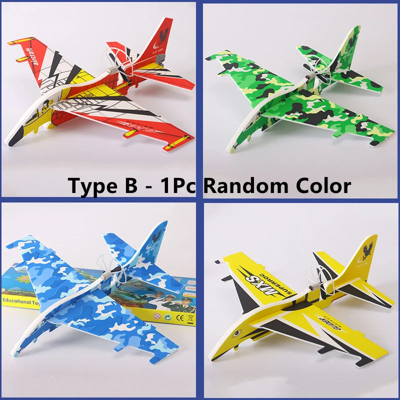 Electric Foam Plane Glider Hand Airplanes Capacitor with LED Light Outdoor Aircraft Model Kids Toys for Children Boys Gifts
