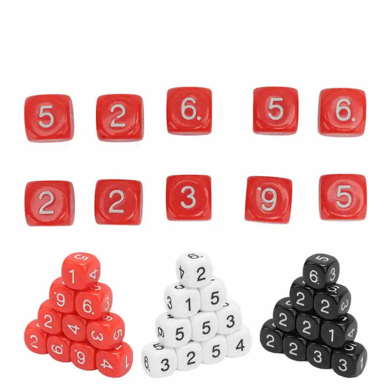 20 Pcs 6 Sided Number Dice Plastic 16mm Round Corner Polyhedral Dice Set for Numeral Teaching Board Games