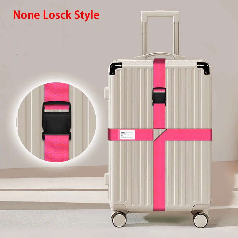 Nylon Cross Luggage Straps with Name ID Card Adjustable Bundling Packing Baggage Belt Password Lock Anti-lost Travel Accessories