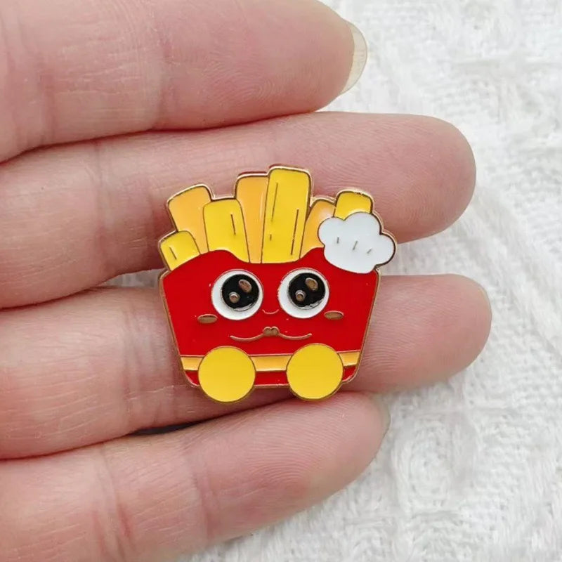 4pcs cartoon food brooch, fun food toy badge, hamburger fries, fried chicken legs, pizza brooch accessory, student gift