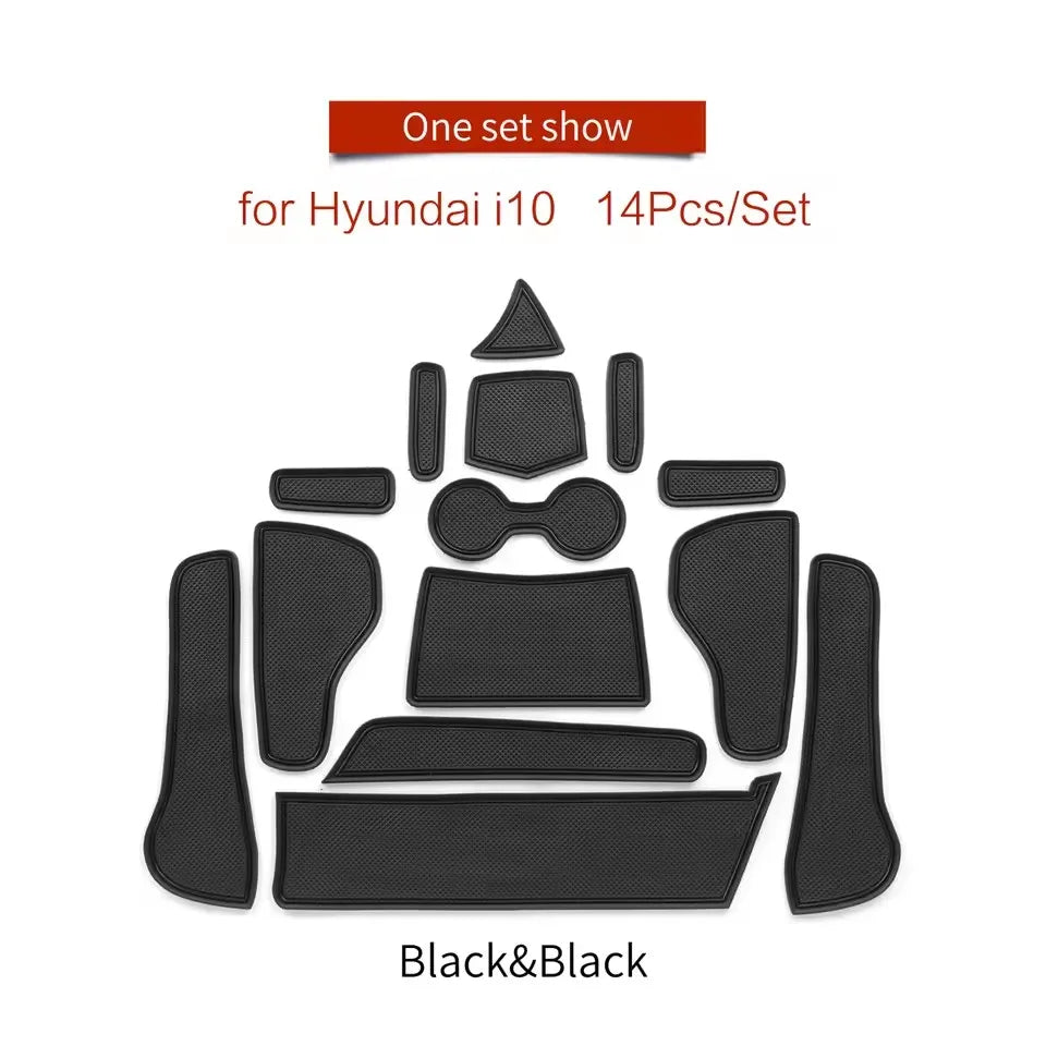 for Hyundai i10 2021 - 2023 Anti-Slip Gate Slot Cup Mat Door Groove Pad  Non-Slip Mats Coasters Car Interior Accessories