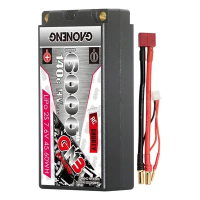 GAONENG GNB 4600/6000/6300mAh 2S 7.6V 140C 280C HV Hardcase SHORTY GNB LiHV Battery With 5.0mm Bullet XT60/T For 1/10 RC Car