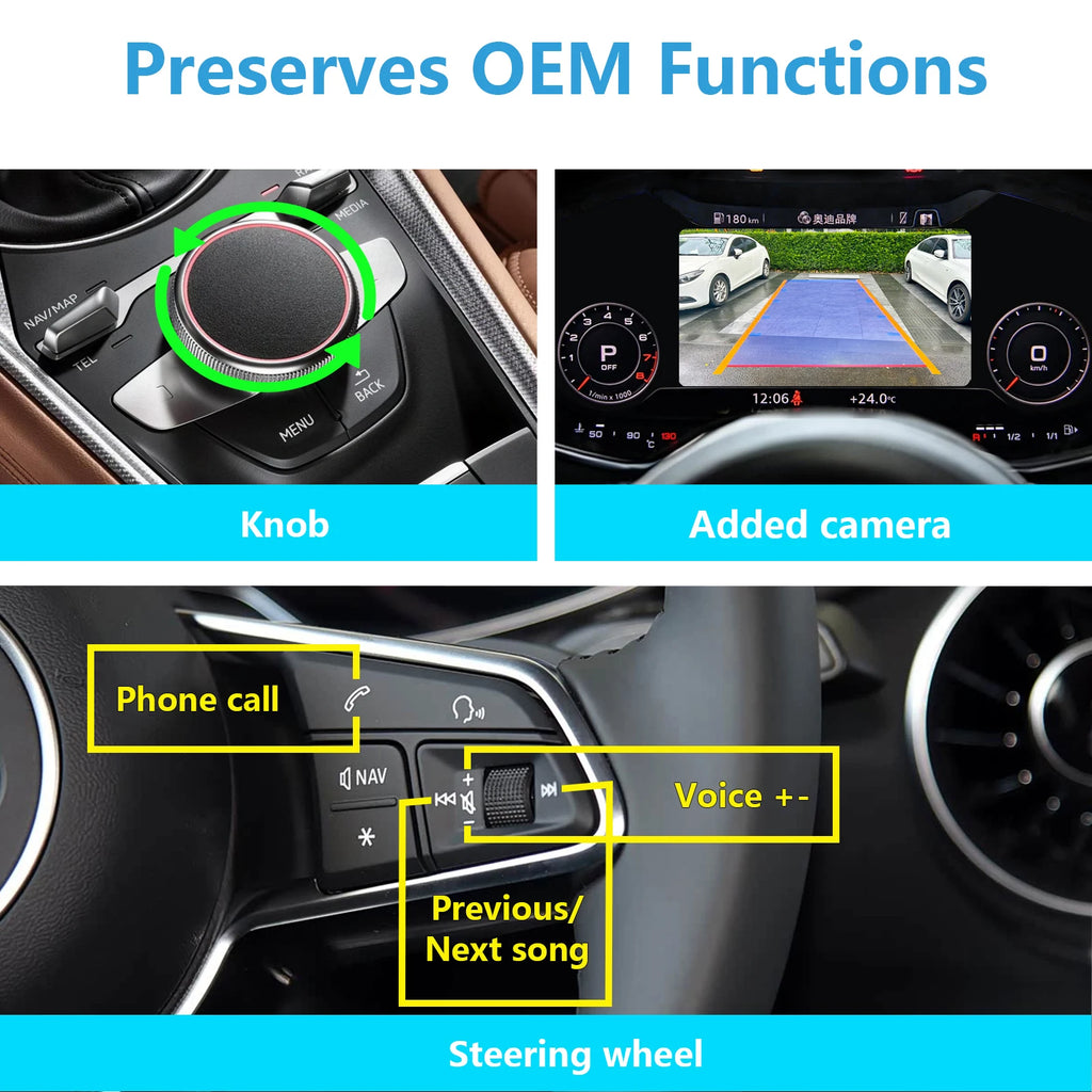 Wireless CarPlay & Android Auto for Audi TT MK3 2015-2024,Support OEM Bluetooth Audio, Plug & Play, No Need Programing Code