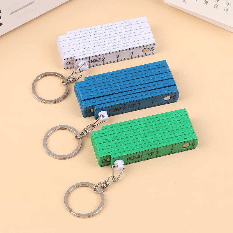 1Pc  For Travel Woodworking Bricklaying Home 0.5 Meter 10 Fold Keychain DIY Plastic High Precision Folding Ruler Can Be Stored
