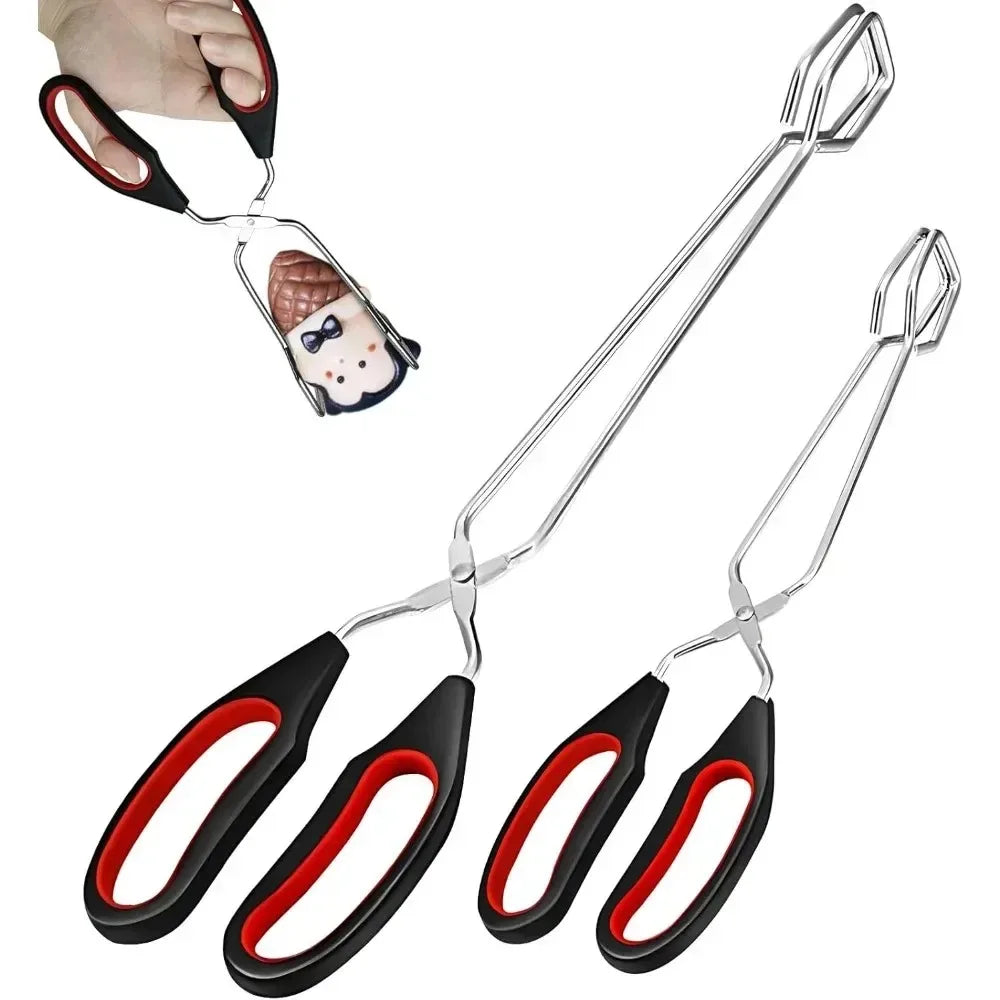 2pcs BBQ Tools Barbecue Scissor Pliers Tongs Grilled Food Tong Long Handle Bread Roast Clip Charcoal Pliers Kitchen Accessories