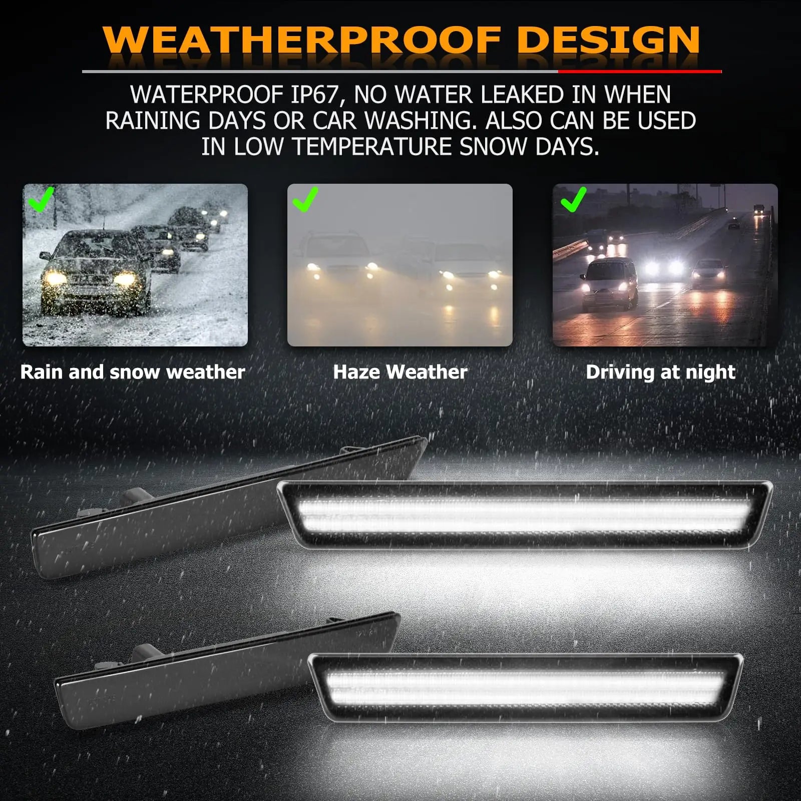 For Dodge Challenger 2015 2016 2017 2018 2019 2020 2021 2022 2023 Auto Front Rear LED Side Marker Light Lamps