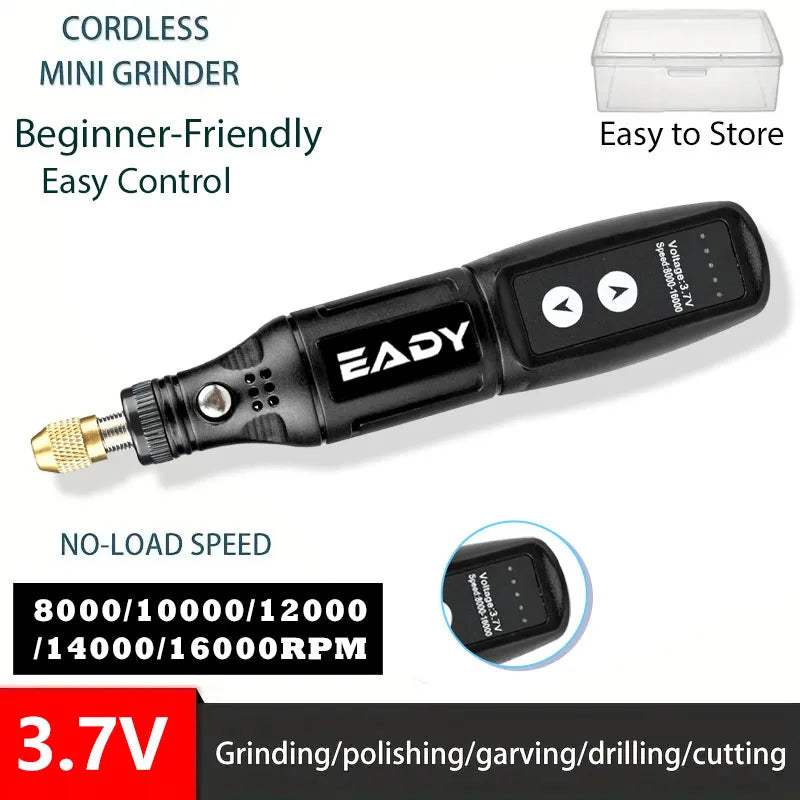 Cordless Rotary Tool, Electric Mini Grinder Pen, Mini Drill, USB Charging, Sanding, Polishing, Drilling Attachments, for DIY