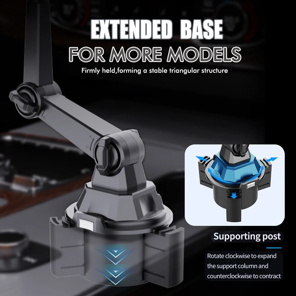 Car Dual Cup Holder Expander With Tray Phone Holder 360 Adjustable Table Slot Food Organized Tray Portable Drink Stand