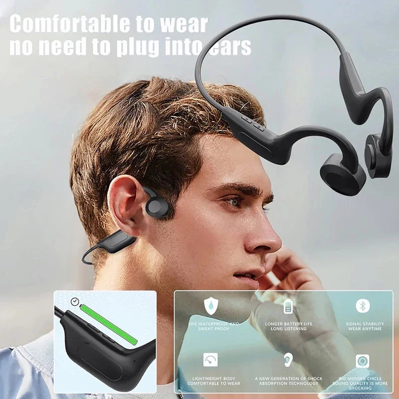 【Fast Ship】VG06 Bone Conduction Wireless Bluetooth Earphone TWS IPX5 Waterproof Gaming Earbuds Sports Headphones with Mic Headse