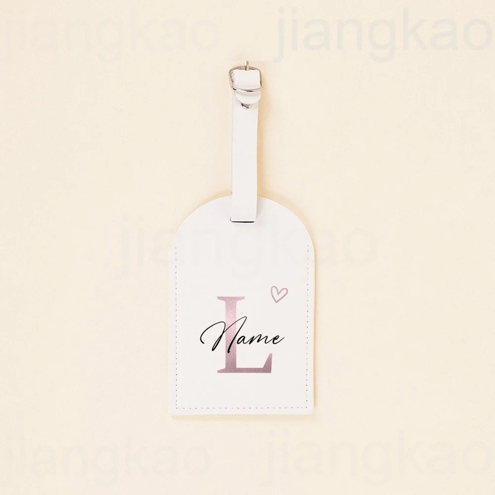 Personalized PU Luggage Tag Heart Letter with Name Suitcase Label Baggage Tags Travel Accessorie Wedding Birthday Gift for Her