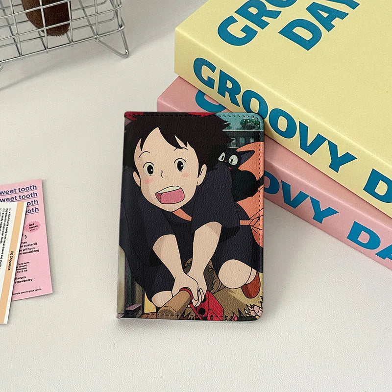 Japanese Animated Passport Cover Passport Wallet Travel Essentials Women Air Ticket Credit Card Holder Passport Protective Case