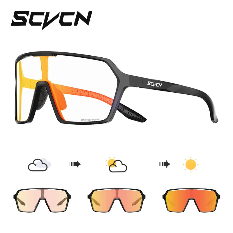 SCVCN Photochromic Hiking Cycling Glasses Outdoor Running Sunglasses Stylish Hiking Driving Glasses Casual Sports Sunglasses